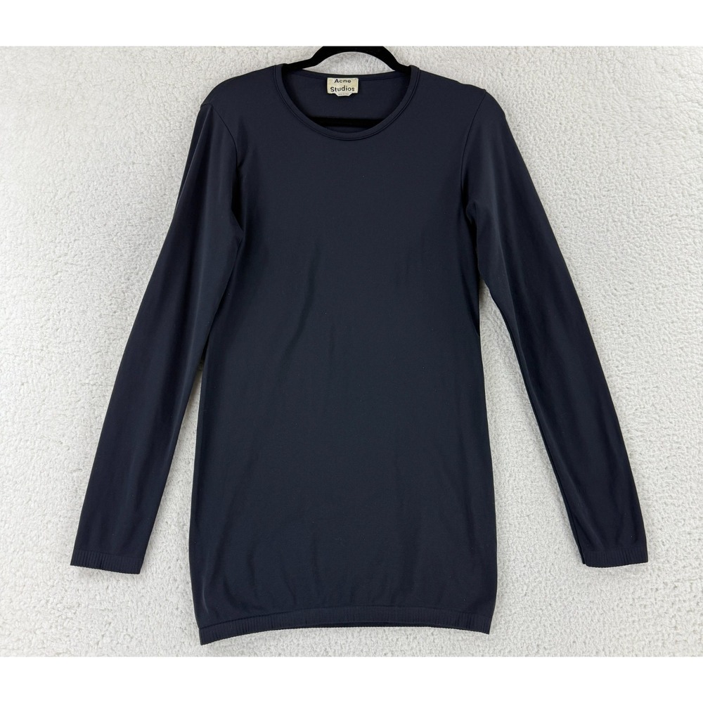 Acne Studios Mini Dress Womens Size OS Black Long Sleeve Bodycon Crew Neck